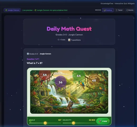 Cannon math game with answer targets